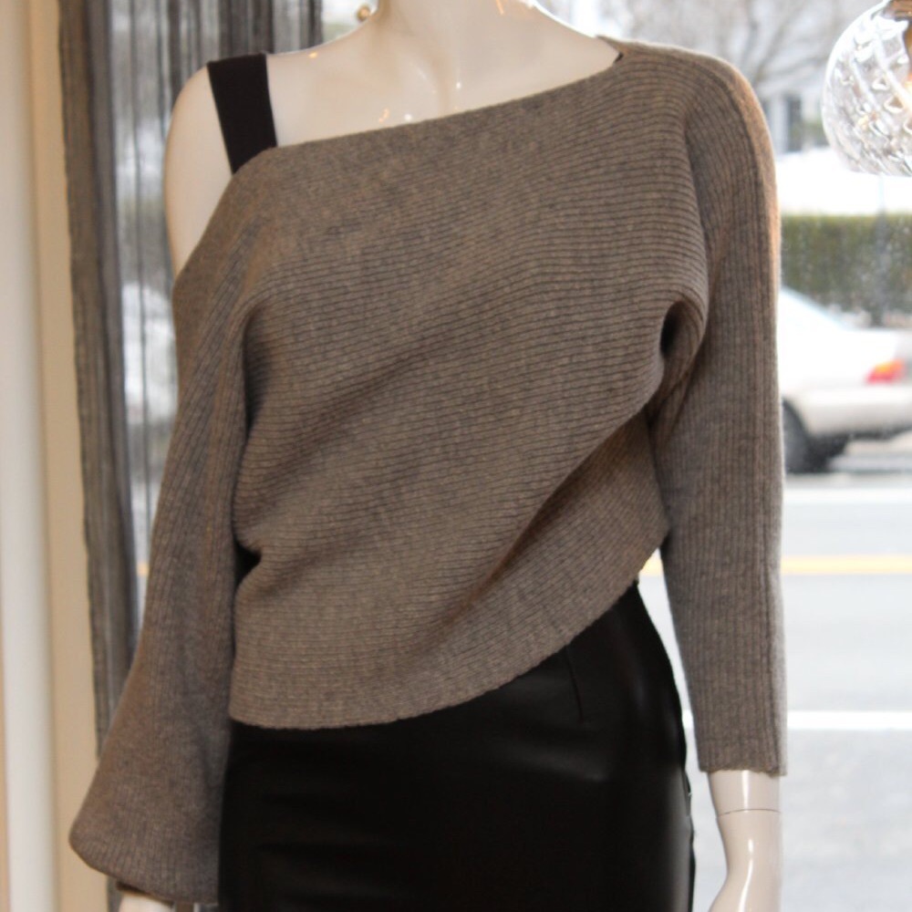 Grey off-shoulder sweater